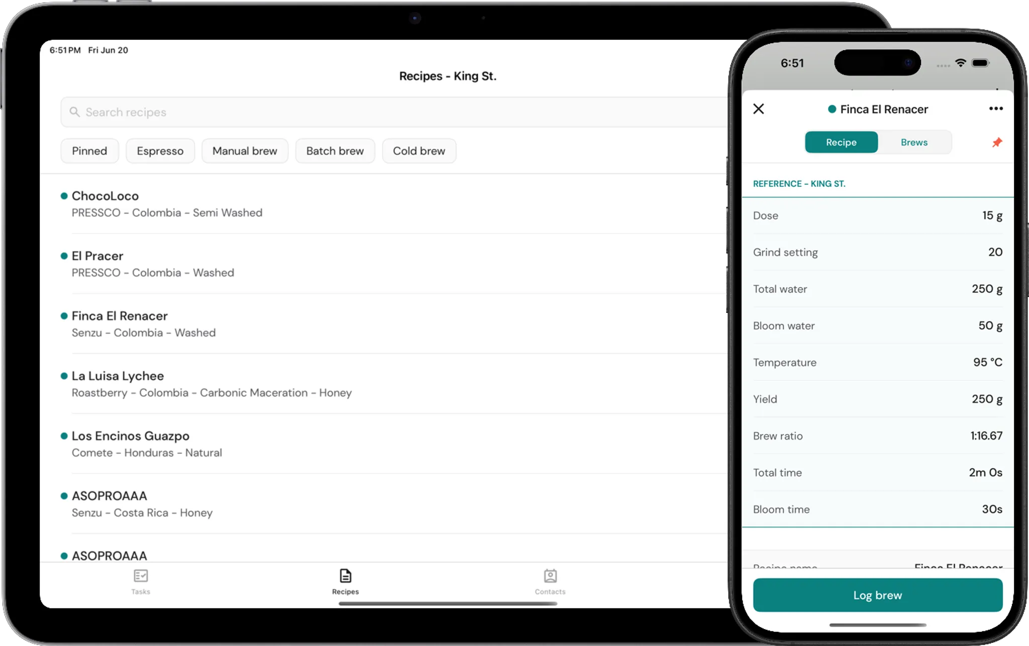 Brewspace recipe management on laptop, tablet, and phone